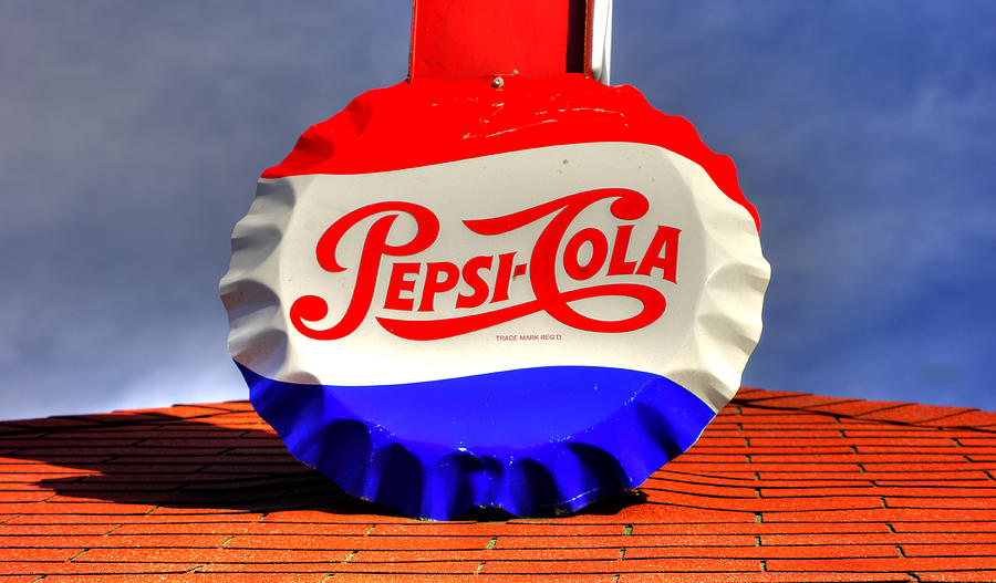 PA Country Roads - Roof Top Pop - Vintage Pepsi Bottle Cap Sign - Cruisers Cafe Mt. Pleasant Mills Photograph by Michael Mazaika