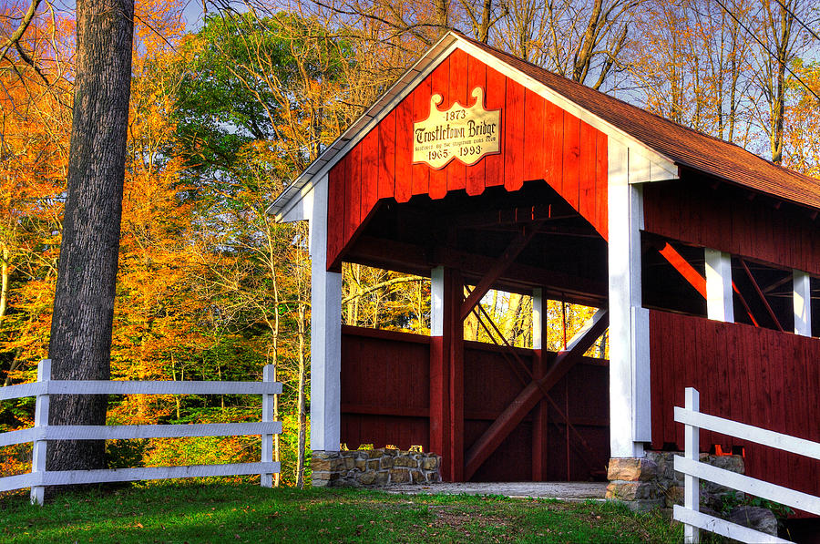 PA Country Roads - Trostletown Covered Bridge Over Stony Creek No. 4A - Somerset County Photograph by Michael Mazaika