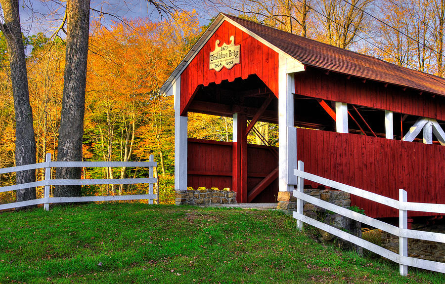 PA Country Roads - Trostletown Covered Bridge Over Stony Creek No. 5 - Somerset County Photograph by Michael Mazaika