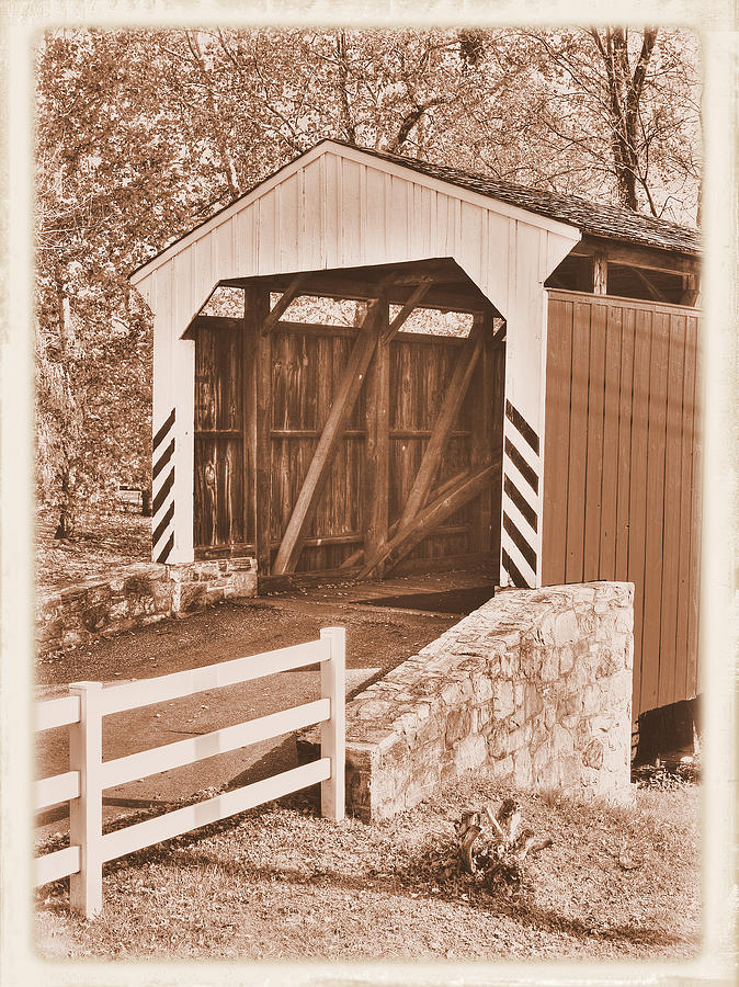 PA Country Roads - Willow Hill Covered Bridge Over Millers Run #4S Close - Lancaster County Photograph by Michael Mazaika