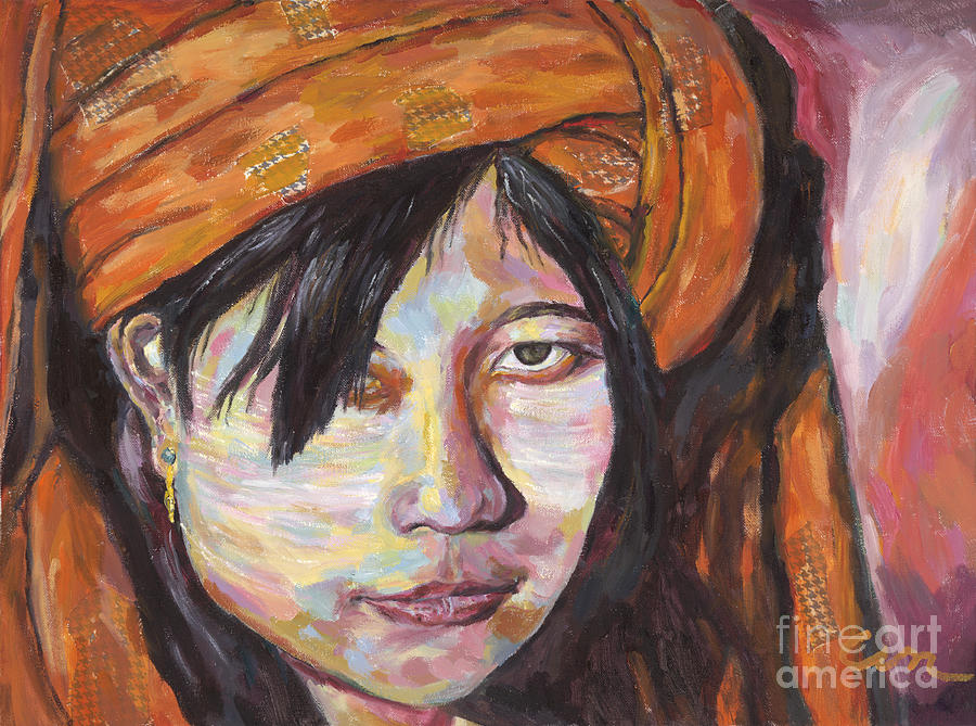 Pa O Tribal Girl Painting by Michael Cinnamond