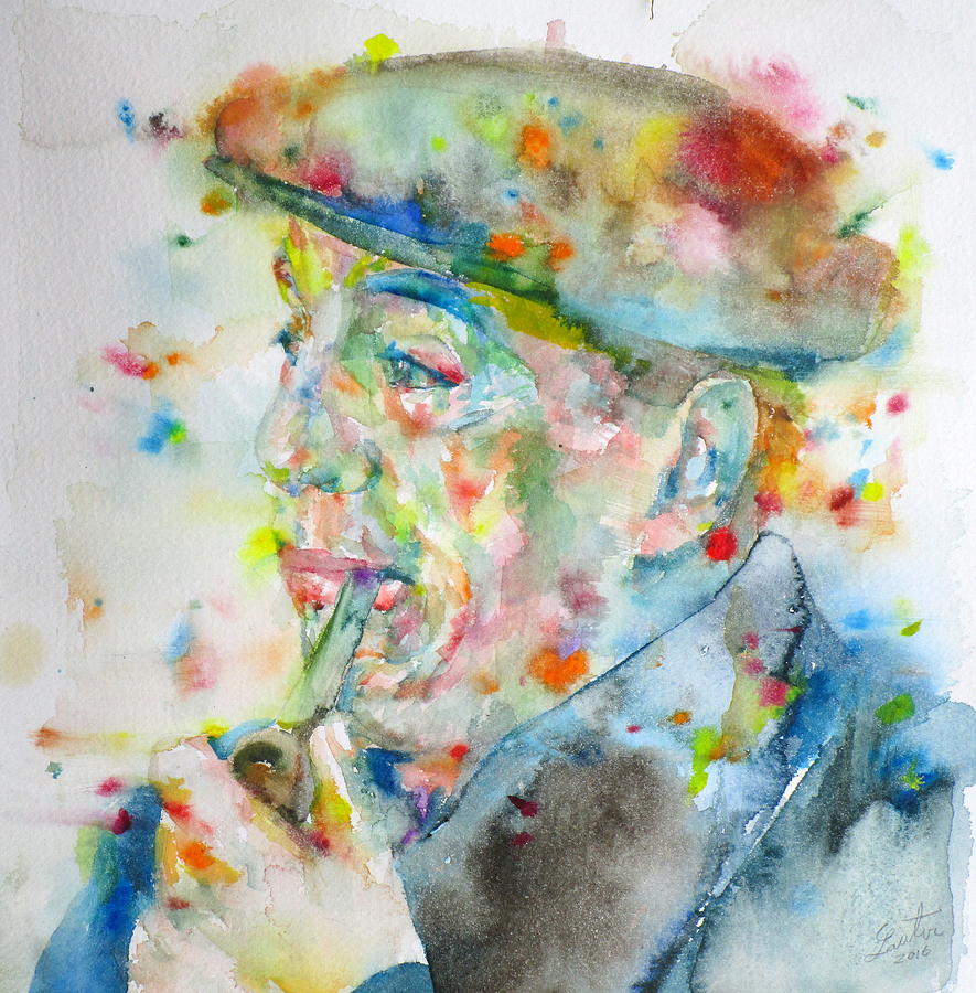 Pablo Neruda Painting - PABLO NERUDA - watercolor portrait.7 by Fabrizio Cassetta