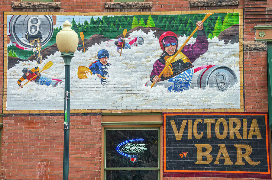Pabst Blue Ribbon Kayaks Mural In Salida, Colorado, By Bill Hudson, 2013 Photograph by Bijan Pirnia