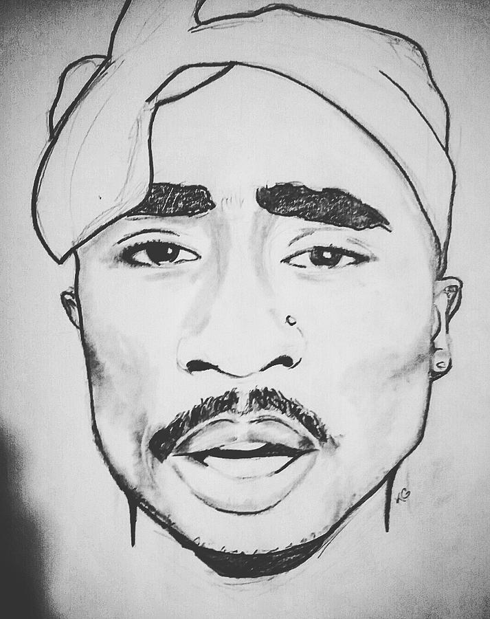 Tupac Drawing - PAC by KG Thompson.