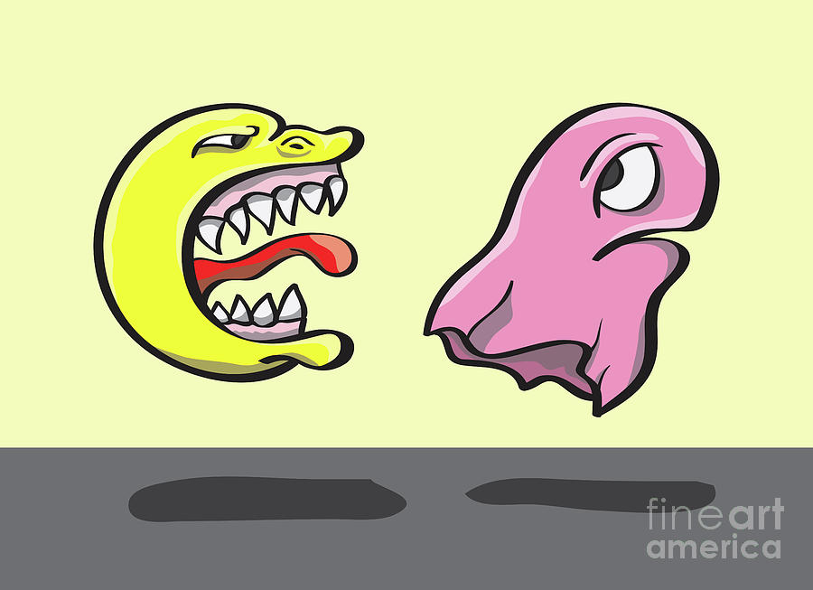 Pac Man and ghost illustration Digital Art by Jorgo Photography