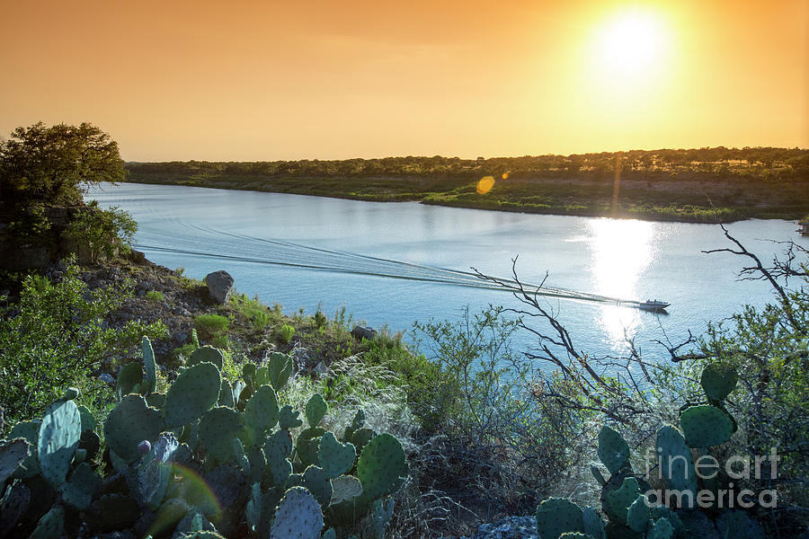 Sunset Photograph - Pace Bend Park offers gorgeous colorful sunsets and unique post card views of Lake Travis by Dan Herron