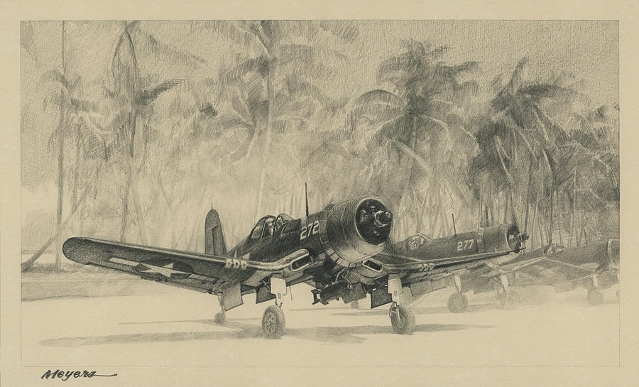 Eagle Drawing - Pacific Corsairs by Wade Meyers