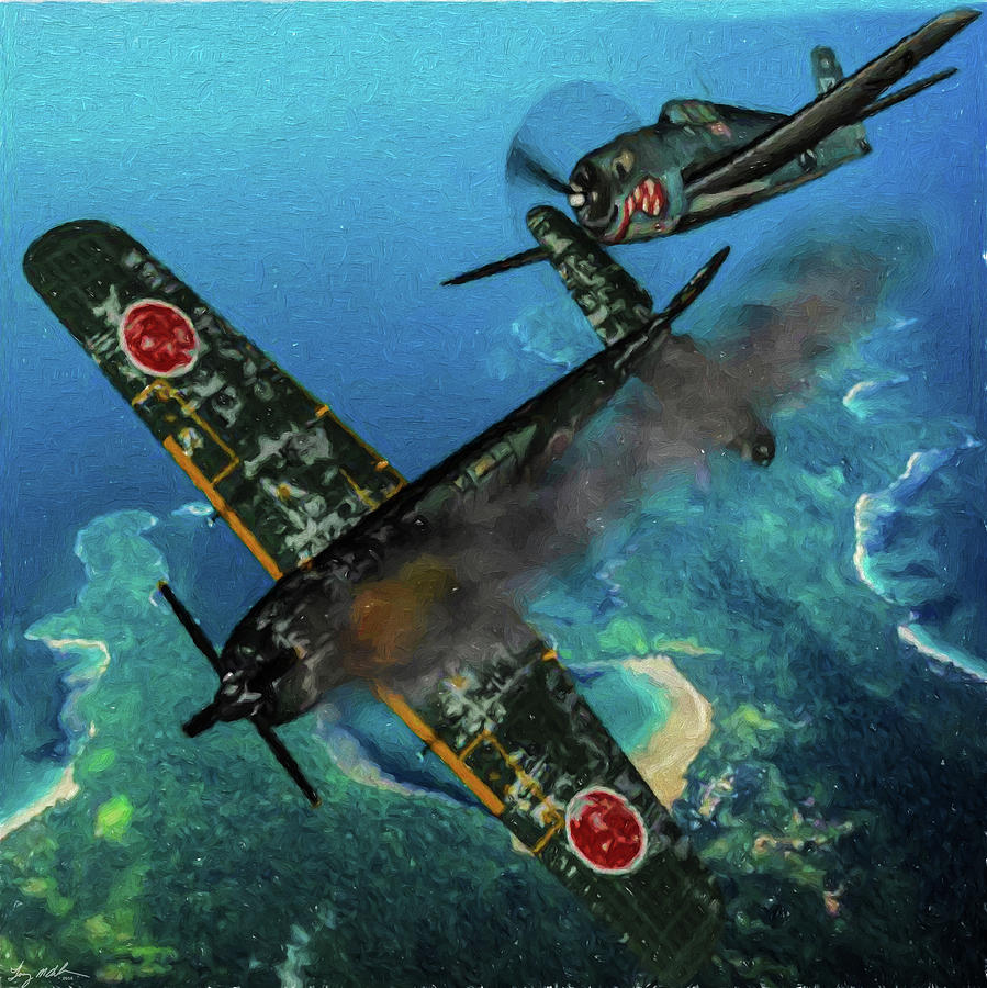 Fighter Digital Art - Pacific Heat - Oil by Tommy Anderson