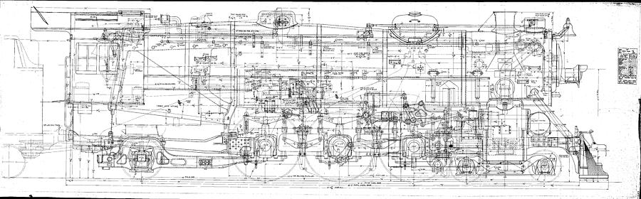 Steam Drawing - Pacific Locomotive Diagram by Baltimore and Ohio Railroad Steam Drawing - Pacific Locomotive Diagram by Baltimore and Ohio Railroad