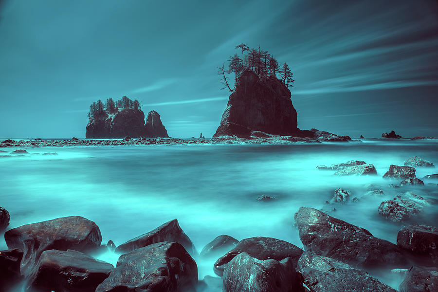 Pacific moody sea stacks Photograph by William Lee