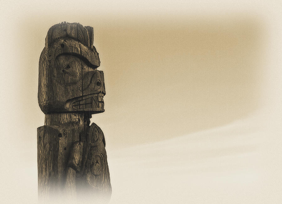 Pacific Northwest Totem Pole Old Yellow Photograph by Pelo Blanco Photo