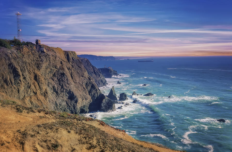 Pacific Ocean view towards Point Bonita Lighthouse Photograph by Jennifer Rondinelli Reilly - Fine Art Photography