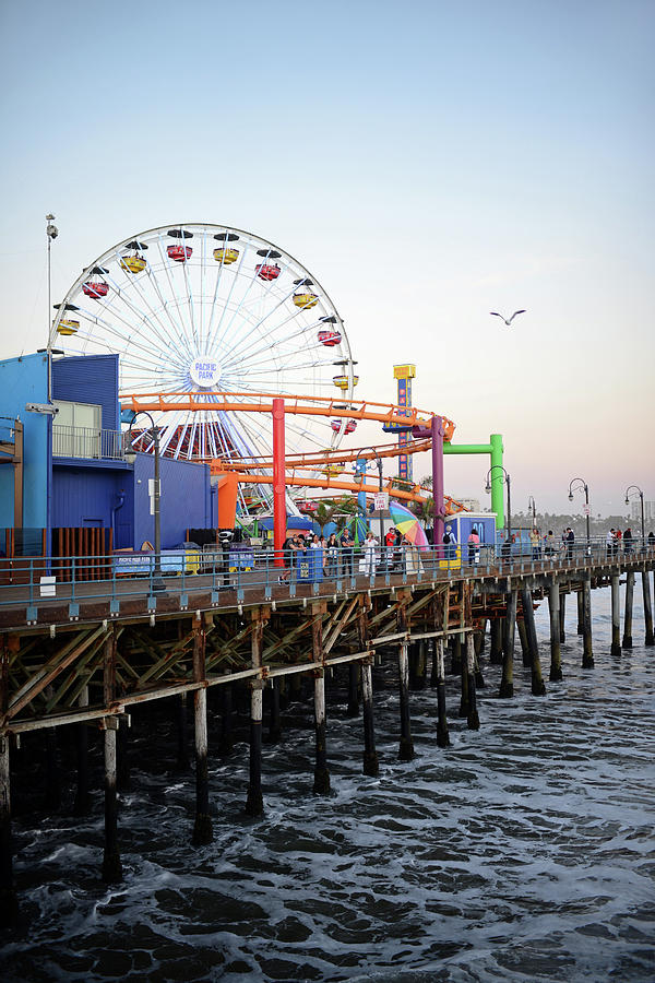 Pacific Park amusement park at sunset Photograph by Nano Calvo - Fine ...