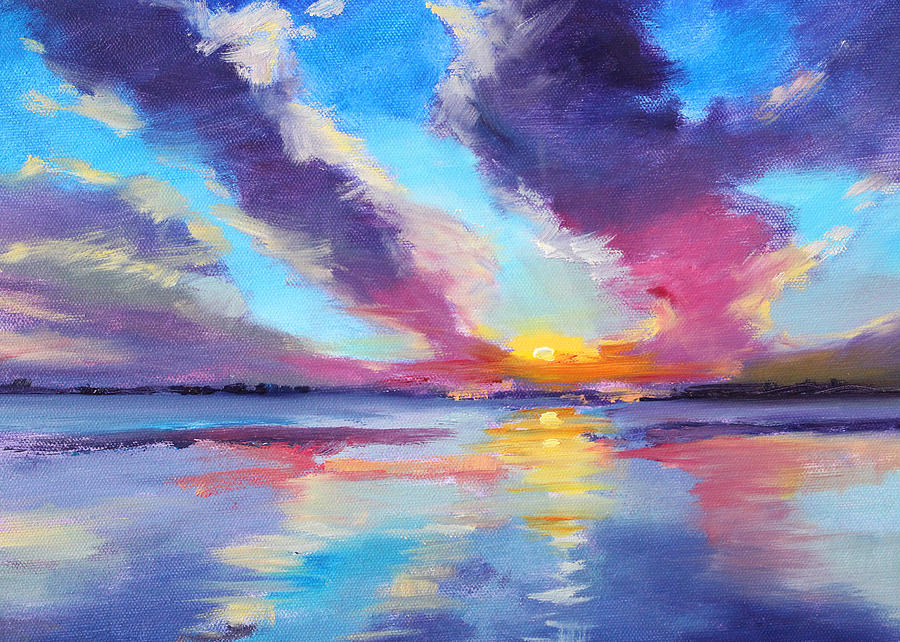 Abstract Painting - Pacific Sunset by Nancy Merkle