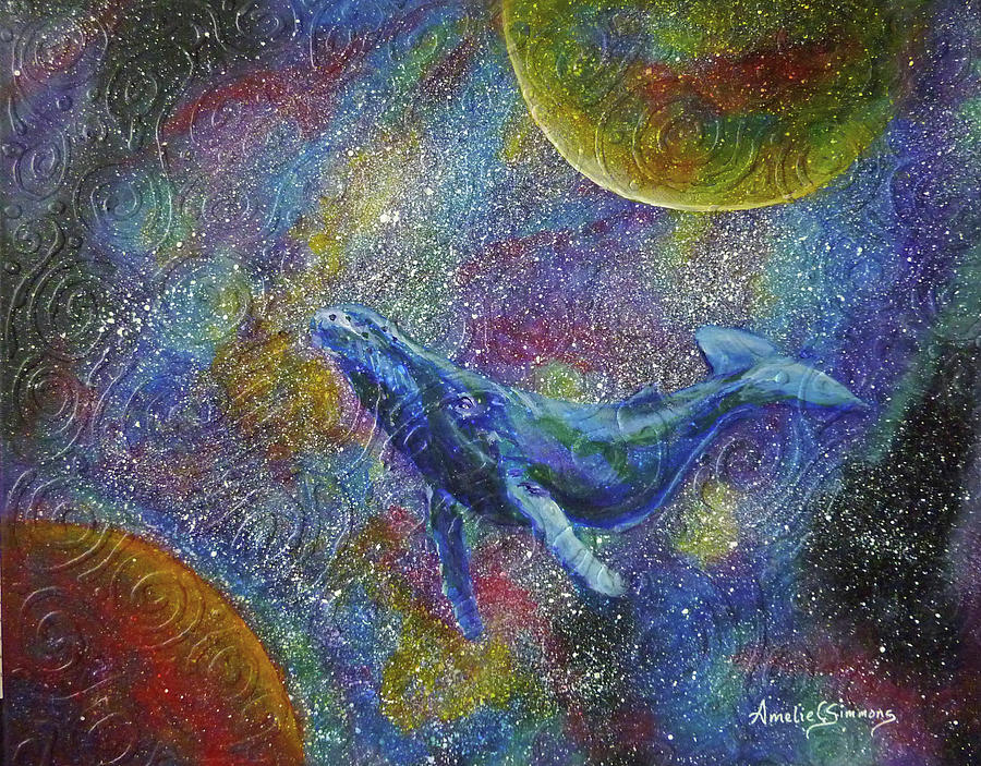 Pacific Whale in Space Painting by Amelie Simmons