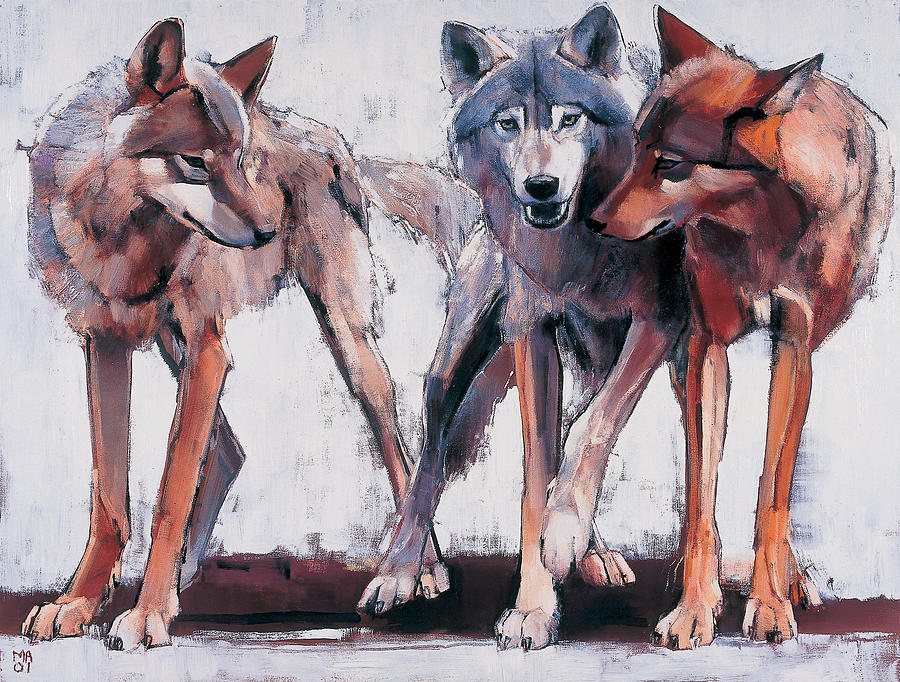 Wolves Painting - Pack Leaders by Mark Adlington