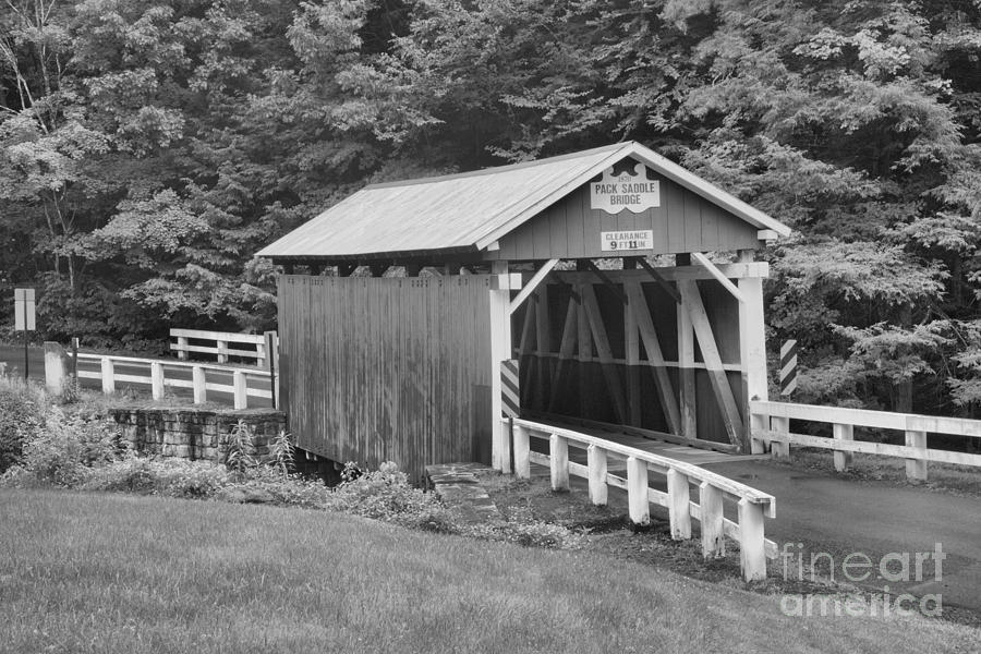 Pack Saddle Covered Bridge Black And White Photograph by Adam Jewell