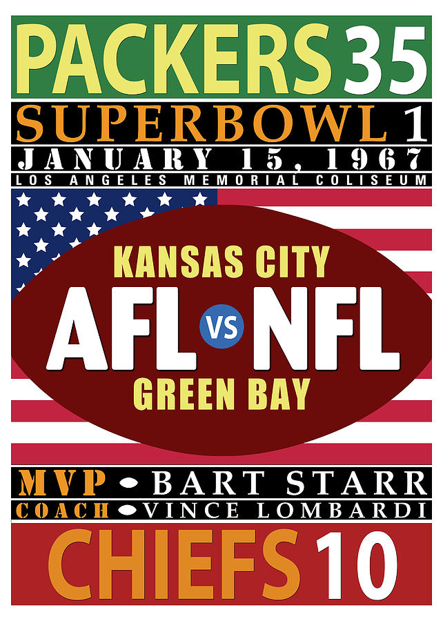 Bart Starr Digital Art - Packers 35 Chiefs 10 Super Bowl 1 by Ron Regalado