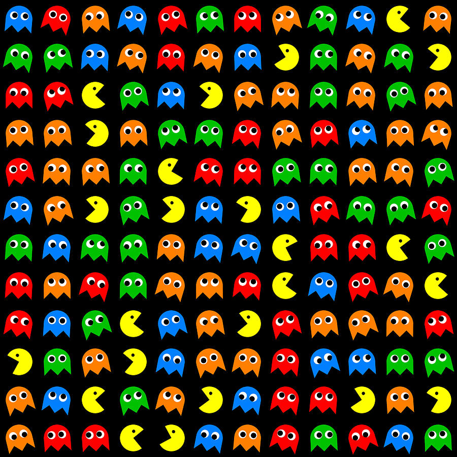 Pacman Digital Art - Pacman seamless generated pattern by Miroslav Nemecek
