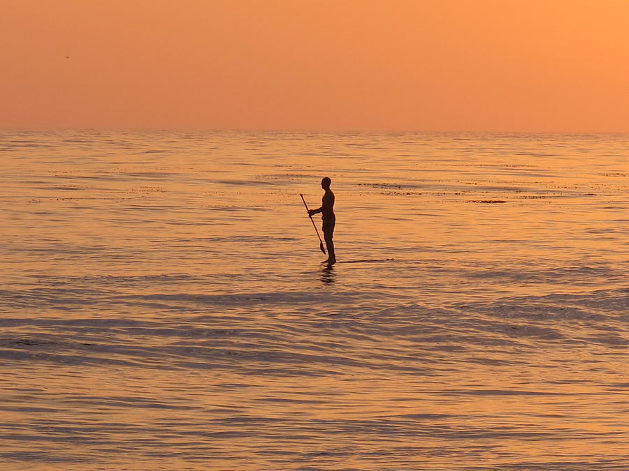 Sunset Photograph - Paddle Board Meditation by Nelda Mays