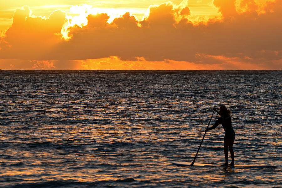 Paddle Boarder at Sunrise Photograph by James Kirkikis