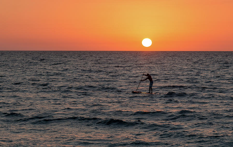 Paddle Boarder at Sunset Photograph by John A Megaw