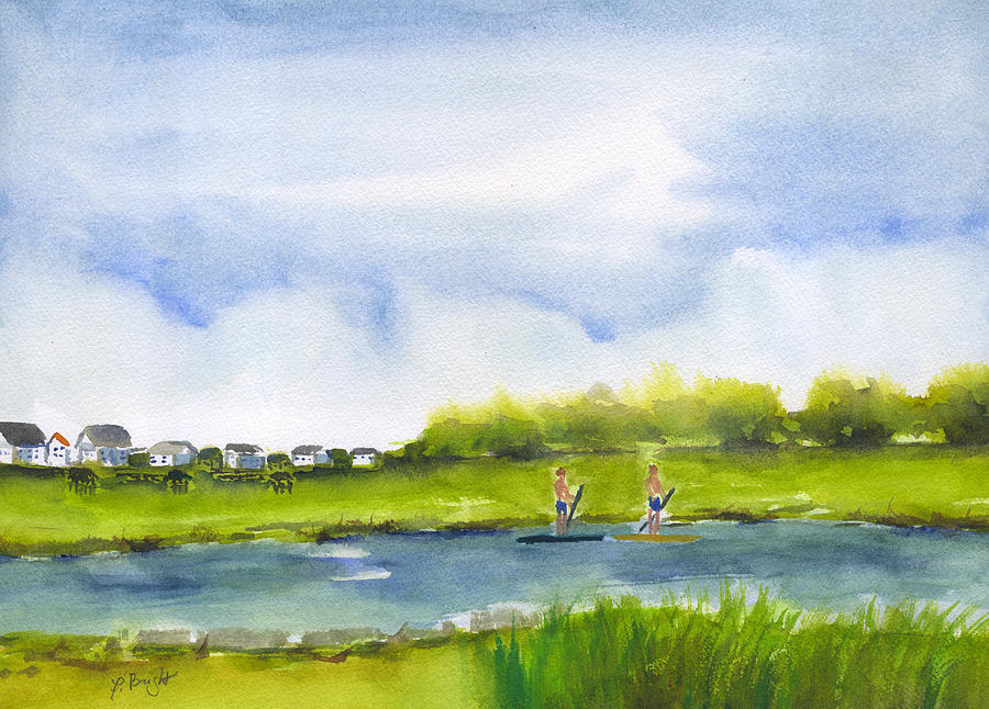 Paddle Boarding at Pawleys Island Painting by Frank Bright
