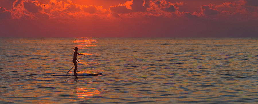 Paddle Boarding at Sunrise Photograph by David Kay