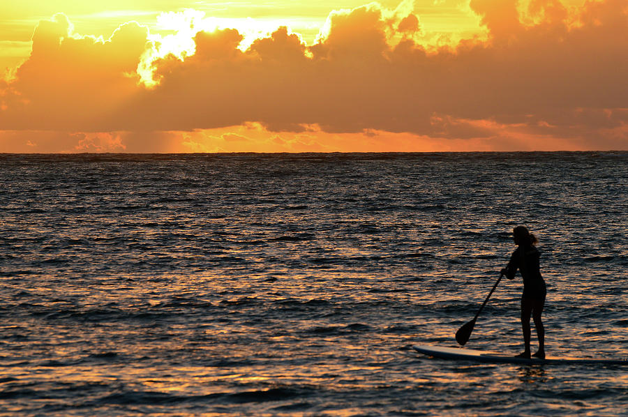 Paddle Boarding At Sunrise Photograph