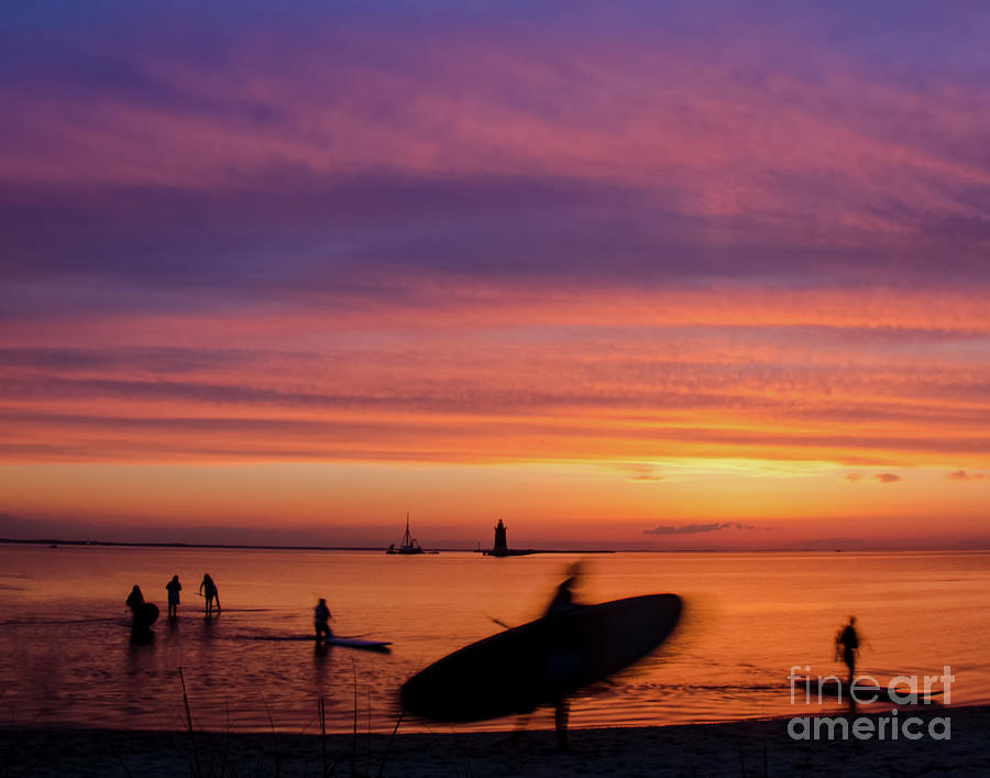 Paddle Surfer in the Sunset Coastal / Beach Landscape Photograph  Photograph by PIPA Fine Art - Simply Solid