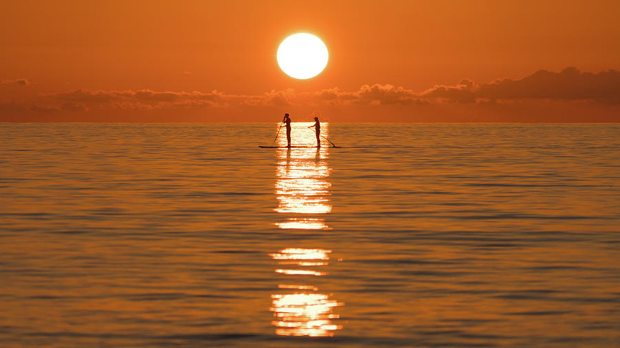 Paddleboarders at Sunrise  Delray Beach Florida Photograph by Lawrence S Richardson Jr