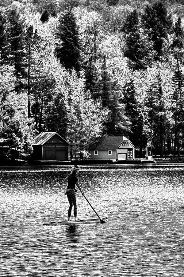 Paddleboarding on Old Forge Pond Photograph by David Patterson