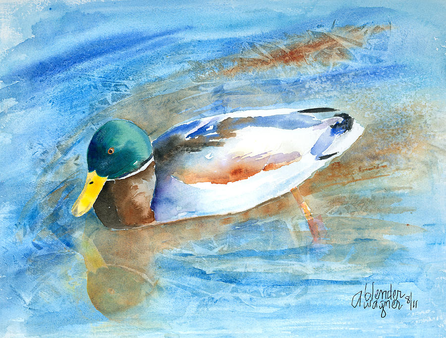 Paddling Along Painting by Arline Wagner