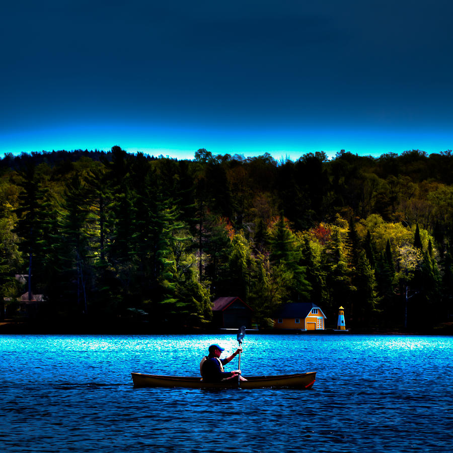Paddling at Sunset - Old Forge Pond Photograph by David Patterson