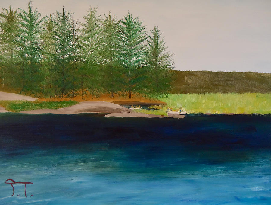 Paddling to the Little Falls Painting by Troy Thomas