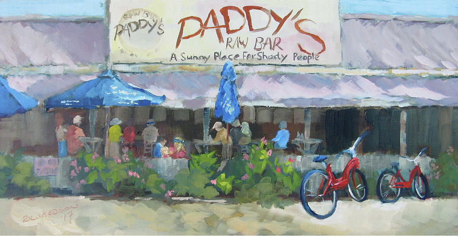 Bicycle Painting - Paddys Raw Bar by Susan Richardson