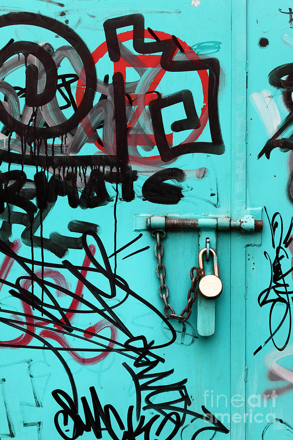 Abstract Photograph - Padlock and Graffiti by James Brunker