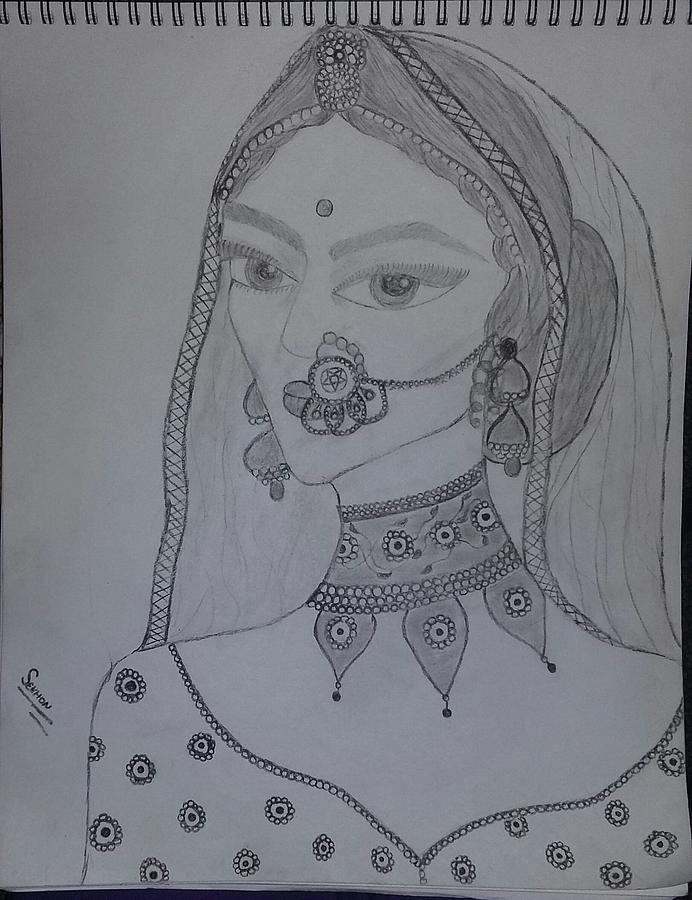 Sketch of rani padmavati...from movie Padmavaat...😊😊 | Disegni