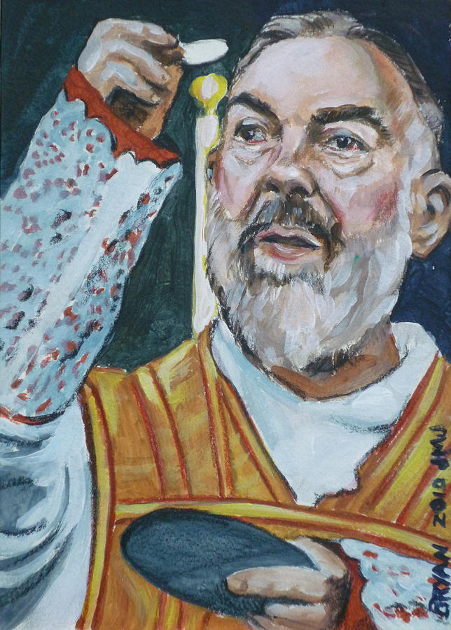 Padre Pio Painting by Bryan Bustard
