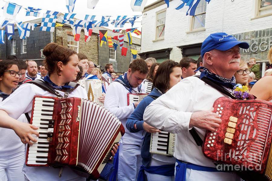 Padstow Blue Oss Musicians Photograph by Terri Waters