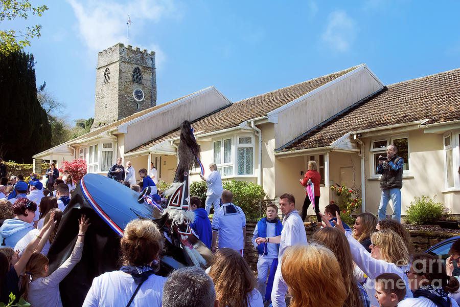 Padstow Blue Oss Nears the Church Photograph by Terri Waters