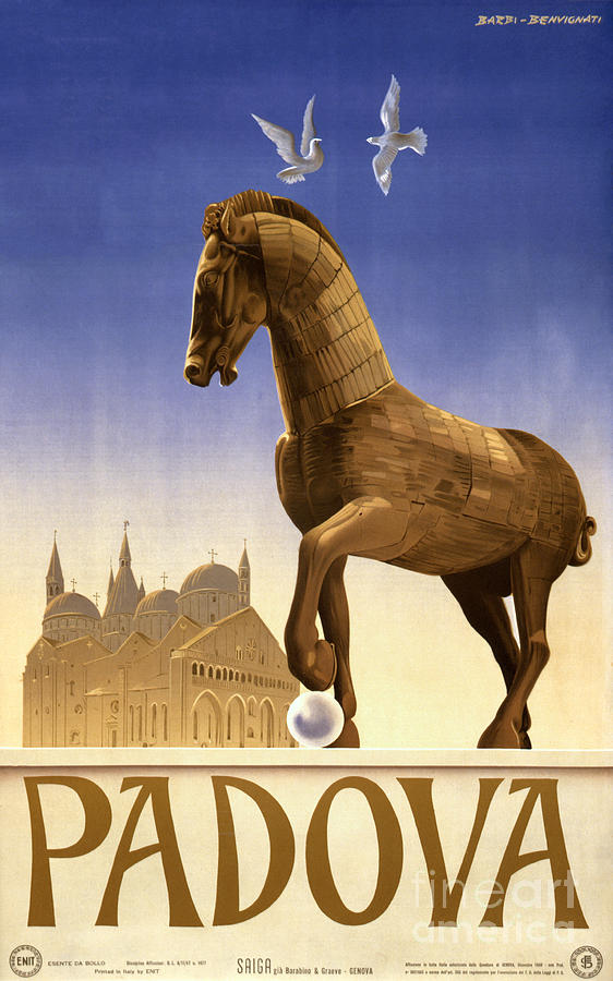 Vintage Painting - Padua Padova Italy Vintage Travel Poster Restored by Vintage Treasure