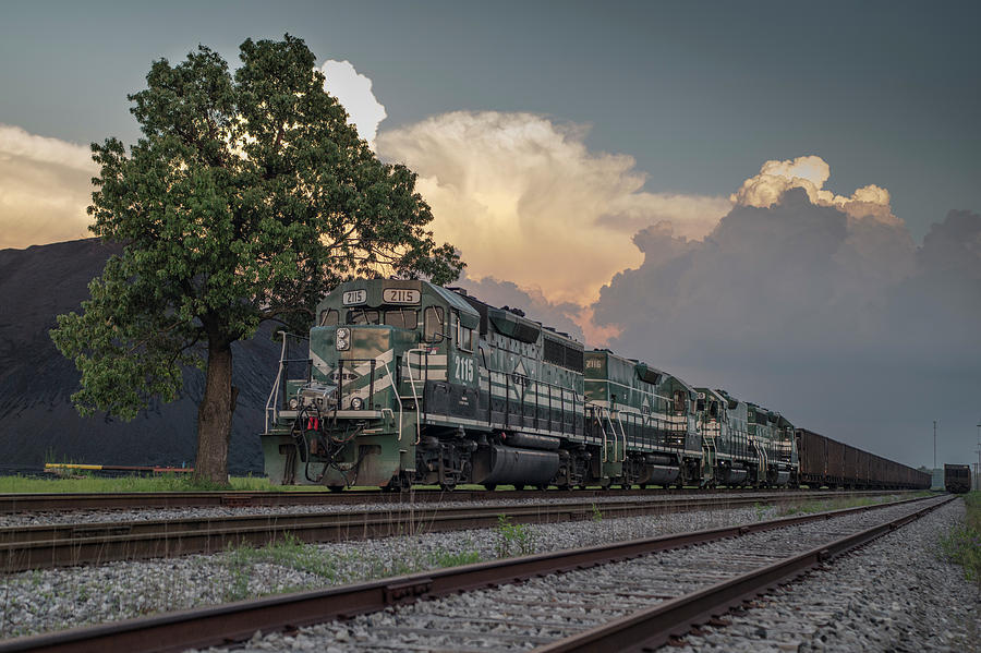 Paducah and Louisville Railway DPU coal train at Calvert City, Ky Photograph by Jim Pearson
