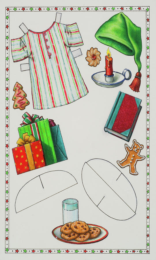 Page 2 of 2 Teddy Bear Santa Paper Doll Painting by Lynn Bywaters