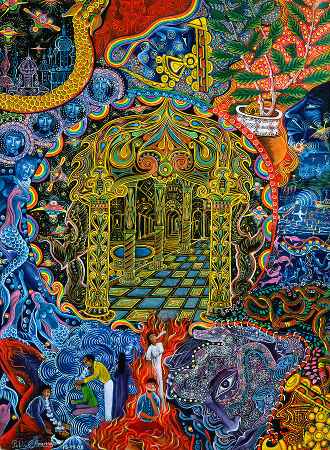 Pagoda Dorada Painting by Pablo Amaringo