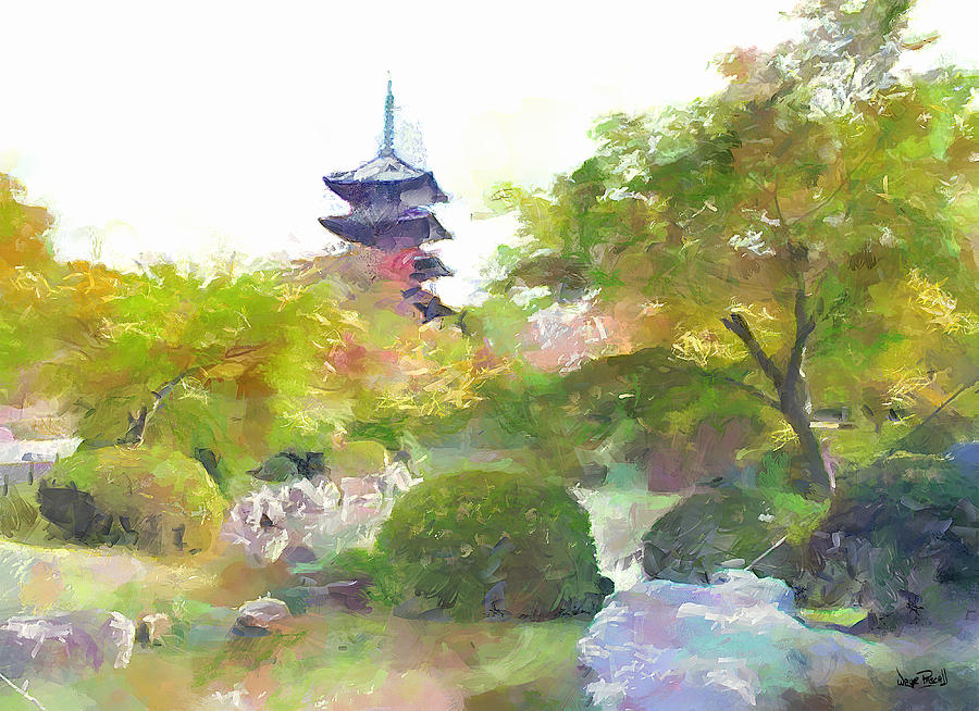Pagoda Garden Painting by Wayne Pascall