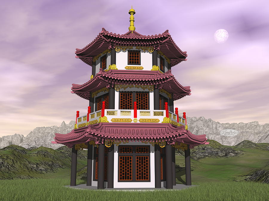 Mission 6d - Mission of Mercy Pagoda-in-nature-3d-render-elenarts-elena-duvernay-digital-art