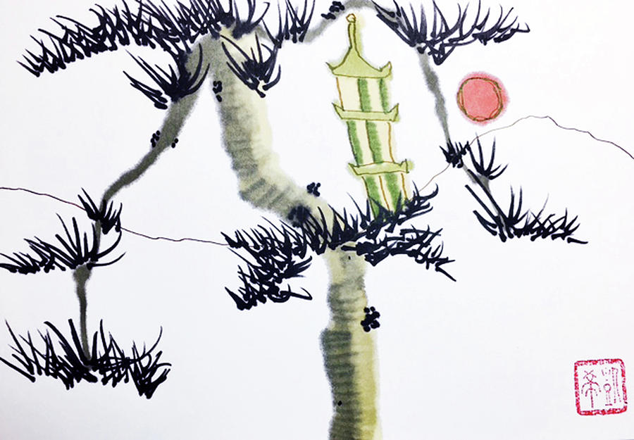 Pagoda Tree Painting by Casey Shannon