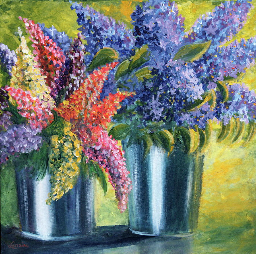 Pails of Flowers Painting by Lorraine Vatcher - Fine Art America