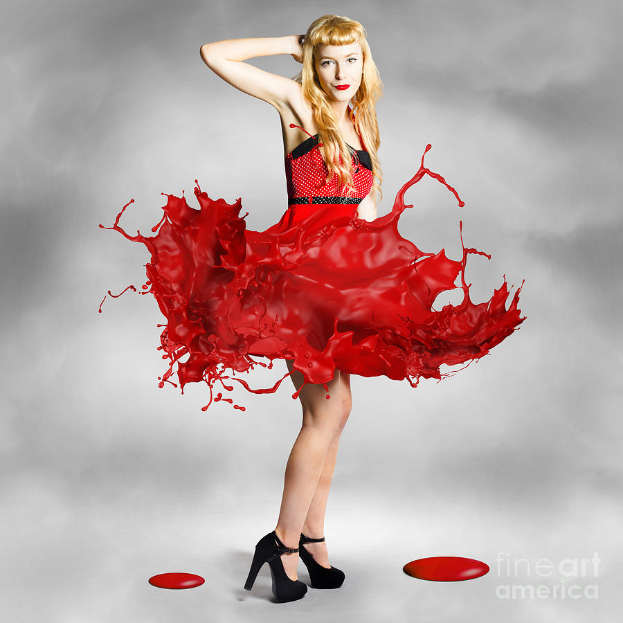 Paint dress pin-up Digital Art by Jorgo Photography